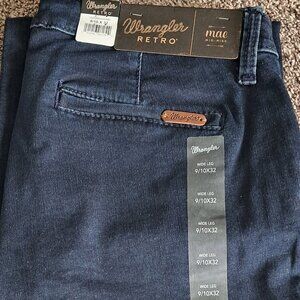 Wrangler Womens Retro Mae Mid Rise Wide Leg Trouser Jeans 9/10x32 cotton